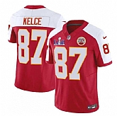 Men & Women & Youth Kansas City Chiefs #87 Travis Kelce Red White 2024 F.U.S.E. Super Bowl LVIII Patch Vapor Untouchable Limited Jersey,baseball caps,new era cap wholesale,wholesale hats